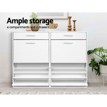 Load image into Gallery viewer, Artiss 36 Pairs Shoe Cabinet Rack Organisers Storage Shelf Drawer Cupboard White
