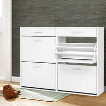 Load image into Gallery viewer, Artiss 36 Pairs Shoe Cabinet Rack Organisers Storage Shelf Drawer Cupboard White
