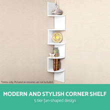 Load image into Gallery viewer, Artiss 5 Tier Corner Wall Shelf - White
