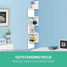 Load image into Gallery viewer, Artiss 5 Tier Corner Wall Shelf - White
