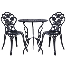 Load image into Gallery viewer, Gardeon 3PC Outdoor Setting Cast Aluminium Bistro Table Chair Patio Black

