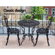 Load image into Gallery viewer, Gardeon 3PC Outdoor Setting Cast Aluminium Bistro Table Chair Patio Black
