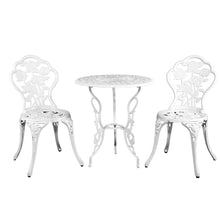 Load image into Gallery viewer, Gardeon Outdoor Furniture Chairs Table 3pc Aluminium Bistro White
