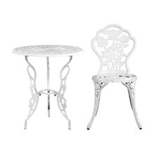 Load image into Gallery viewer, Gardeon Outdoor Furniture Chairs Table 3pc Aluminium Bistro White
