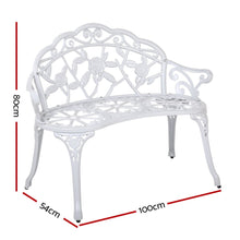Load image into Gallery viewer, Weatherproof Victorian Cast Iron Garden Bench – White
