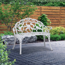 Load image into Gallery viewer, Weatherproof Victorian Cast Iron Garden Bench – White
