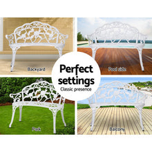 Load image into Gallery viewer, Weatherproof Victorian Cast Iron Garden Bench – White
