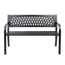 Load image into Gallery viewer, Weatherproof Cast Iron Modern Garden Bench - Black
