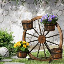 Load image into Gallery viewer, Gardeon Garden Ornaments Decor Wooden Wagon Wheel Rustic Outdoor Planter flower
