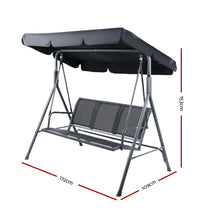 Load image into Gallery viewer, 3 Seater Garden Patio Backyard Canopy Swing Chair - Black
