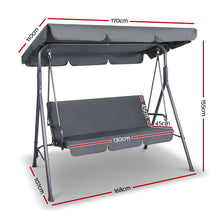 Load image into Gallery viewer, Gardeon Outdoor Swing Chair Hammock Bench Seat Canopy Cushion Furniture Grey

