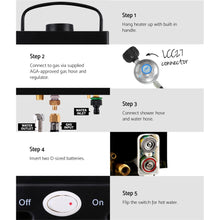 Load image into Gallery viewer, Devanti Portable Gas Water Heater 8L/Min With Pump LPG System Black
