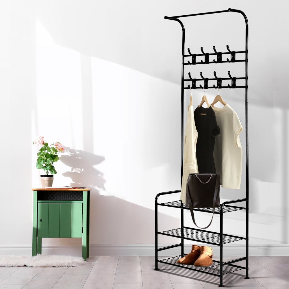 Clothes Rack Coat Stand - Metal Black