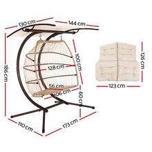 Load image into Gallery viewer, Exotic Wicker Rattan Egg Hanging Pod Swing Chair with Stand - Latte
