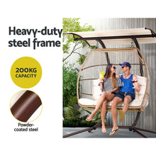 Load image into Gallery viewer, Exotic Wicker Rattan Egg Hanging Pod Swing Chair with Stand - Latte
