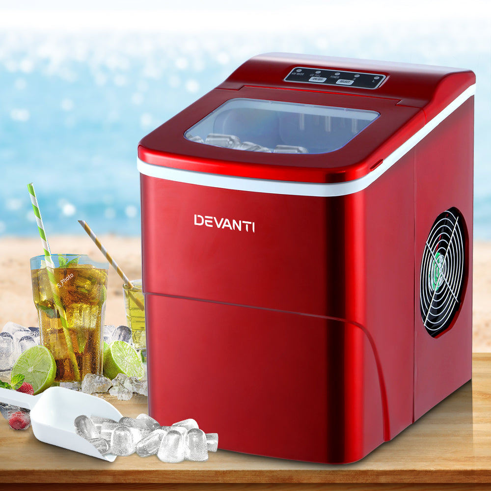 2L Portable Home Bar Benchtop Easy Quick Ice Cube Maker - Red ...