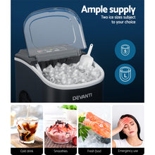 Load image into Gallery viewer, Devanti Portable Ice Maker Machine Ice Cube Tray 12kg Bar Countertop Black
