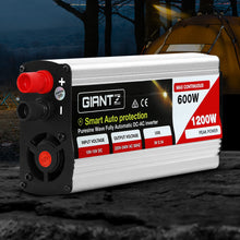 Load image into Gallery viewer, Giantz Power Inverter 600W/1200W 12V to 240V Pure Sine Wave Camping Car Boat
