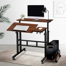 Load image into Gallery viewer, Artiss Twin Laptop Table Desk - Dark Wood
