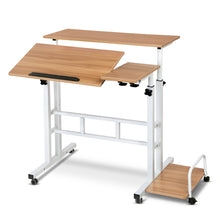 Load image into Gallery viewer, Artiss Twin Laptop Table Desk - Light Wood

