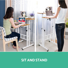 Load image into Gallery viewer, Artiss Twin Laptop Table Desk - Light Wood
