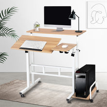 Load image into Gallery viewer, Artiss Twin Laptop Table Desk - Light Wood
