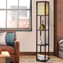 Load image into Gallery viewer, Artiss Floor Lamp 3 Tier Shelf Storage LED Light Stand Home Room Pattern Black
