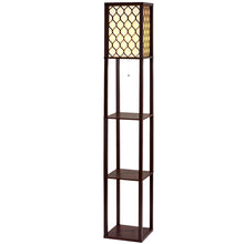 Load image into Gallery viewer, Artiss Floor Lamp 3 Tier Shelf Storage LED Light Stand Home Room Pattern Brown
