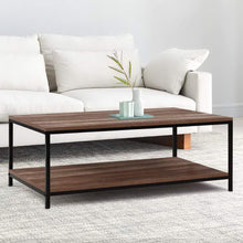 Load image into Gallery viewer, Artiss Coffee Table Wooden Rustic Vintage Storage Shelf Metal Frame Black
