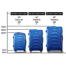 Load image into Gallery viewer, Wanderlite 3pc Luggage Travel Sets Suitcase Trolley TSA Lock Blue
