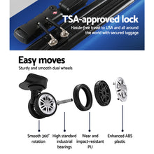 Load image into Gallery viewer, Wanderlite 3pc Luggage Travel Sets Suitcase Trolley TSA Lock Blue
