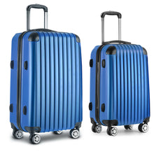 Load image into Gallery viewer, Wanderlite 2pc Luggage Trolley Suitcase Sets Travel TSA Hard Case Blue
