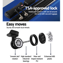 Load image into Gallery viewer, Wanderlite 2pc Luggage Trolley Suitcase Sets Travel TSA Hard Case Blue

