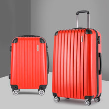 Load image into Gallery viewer, Wanderlite 2pc Luggage Trolley Suitcase Sets Travel TSA Hard Case Red
