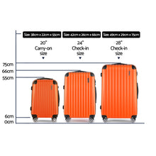 Load image into Gallery viewer, Wanderlite 3pc Luggage Sets Trolley Travel Suitcases TSA Hard Case Orange
