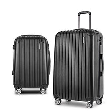 Load image into Gallery viewer, Wanderlite 2pcs Luggage Trolley Set Travel Suitcase Hard Case Carry On Bag Black
