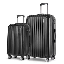 Load image into Gallery viewer, Wanderlite 2pcs Luggage Trolley Set Travel Suitcase Hard Case Carry On Bag Black
