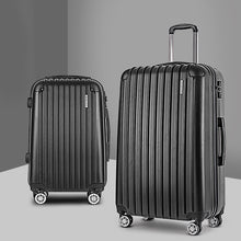 Load image into Gallery viewer, Wanderlite 2pcs Luggage Trolley Set Travel Suitcase Hard Case Carry On Bag Black
