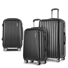 Load image into Gallery viewer, Wanderlite 3pcs Luggage Trolley Set Travel Suitcase Hard Case Carry On Bag Black

