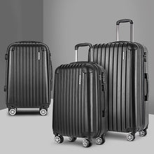 Load image into Gallery viewer, Wanderlite 3pcs Luggage Trolley Set Travel Suitcase Hard Case Carry On Bag Black
