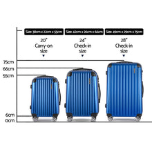 Load image into Gallery viewer, Wanderlite 3pcs Luggage Trolley Set Travel Suitcase Hard Case Carry On Bag Blue
