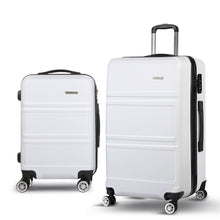 Load image into Gallery viewer, Wanderlite 2pc Luggage Trolley Set Suitcase Travel TSA Hard Case White
