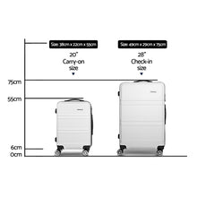 Load image into Gallery viewer, Wanderlite 2pc Luggage Trolley Set Suitcase Travel TSA Hard Case White
