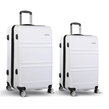 Load image into Gallery viewer, Wanderlite 2pc Luggage Trolley Set Suitcase Travel TSA Hard Case White
