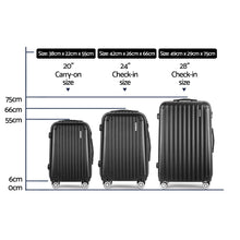 Load image into Gallery viewer, Wanderlite 3pcs Luggage Set Travel Suitcase Storage Organiser TSA Black
