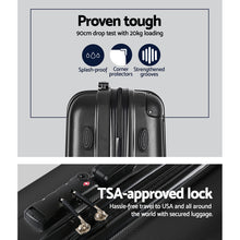 Load image into Gallery viewer, Wanderlite 3pcs Luggage Set Travel Suitcase Storage Organiser TSA Black
