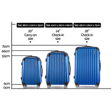 Load image into Gallery viewer, Wanderlite 3pcs Luggage Set Travel Suitcase Storage Organiser TSA lock Blue
