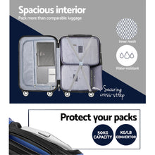Load image into Gallery viewer, Wanderlite 3pcs Luggage Set Travel Suitcase Storage Organiser TSA lock Blue
