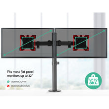 Load image into Gallery viewer, Magic Monitor Arm Mount Dual 32&quot; Black
