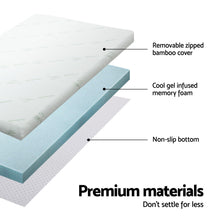 Load image into Gallery viewer, Giselle Bedding Memory Foam Mattress Topper Cool Gel Bed Mat Bamboo 10cm Single
